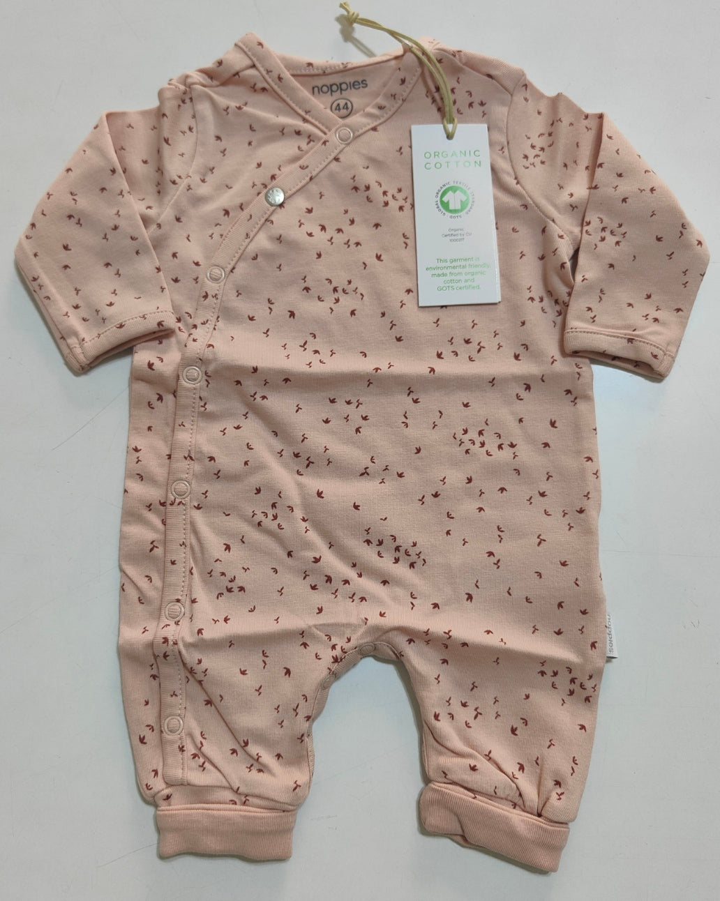 Tutina neonata in cotone organico rosa smoke con fantasia