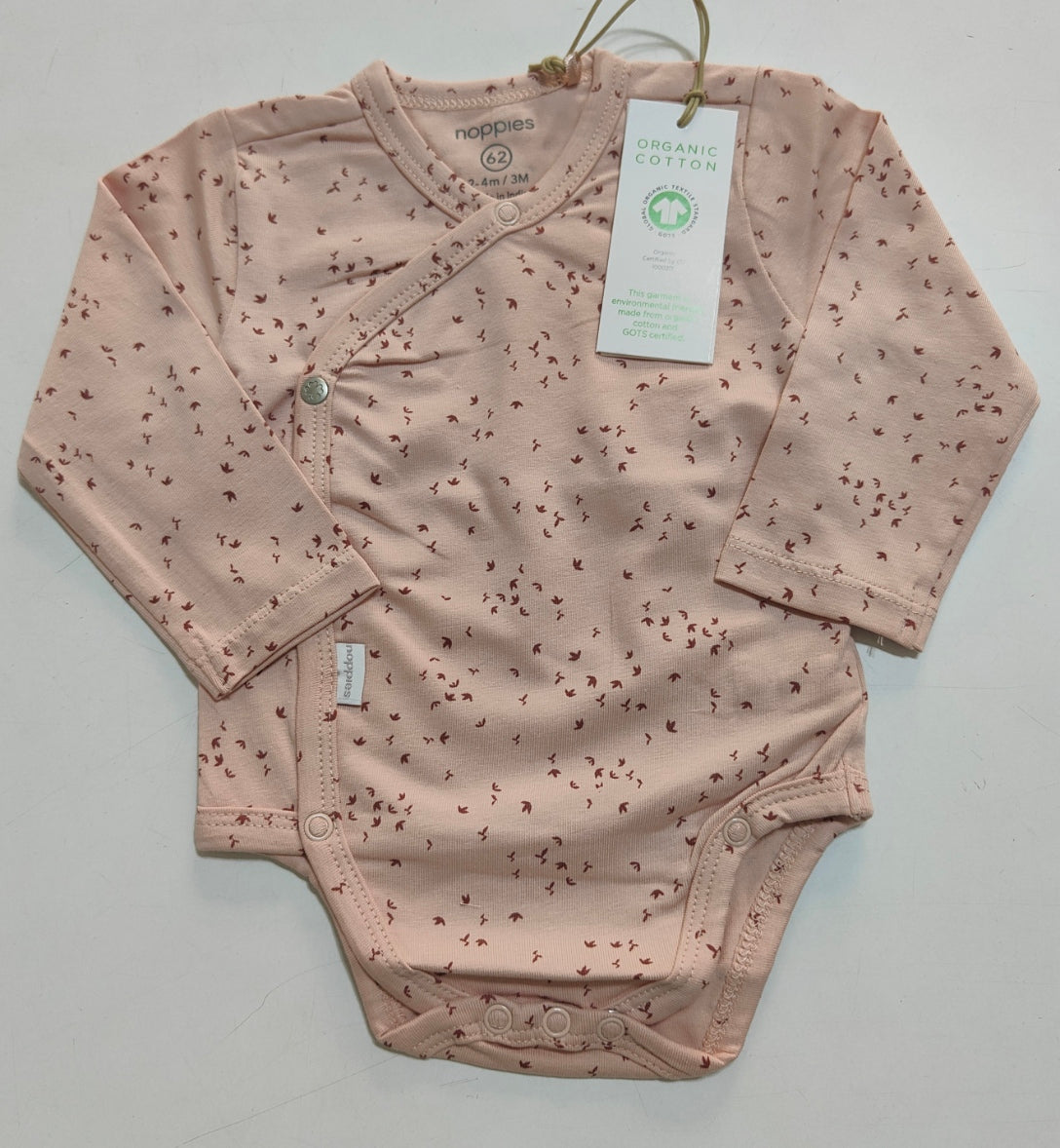 Body neonato in cotone organico rosa con stampa apertura antistress