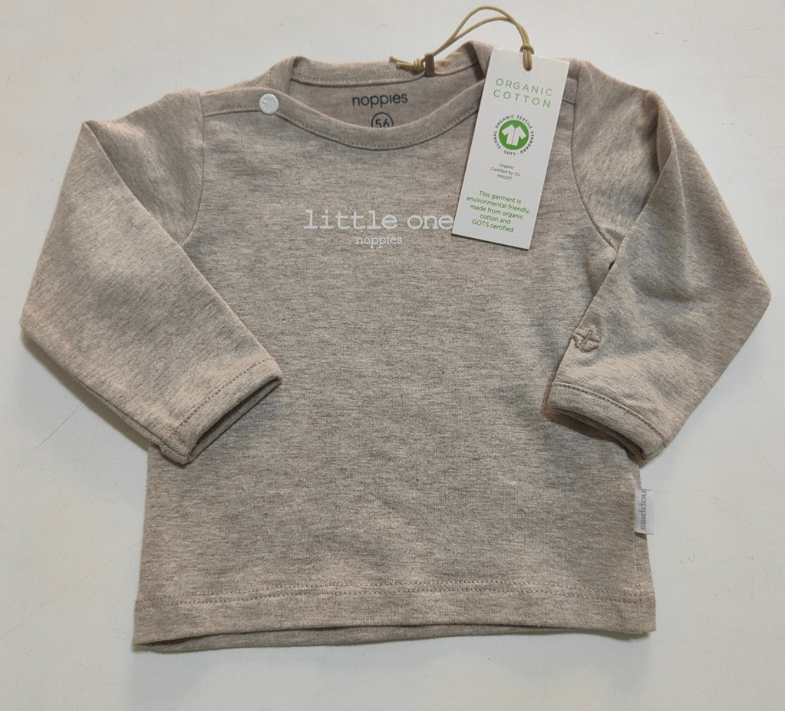 T-shirt neonato manica lunga in cotone organico color tortora