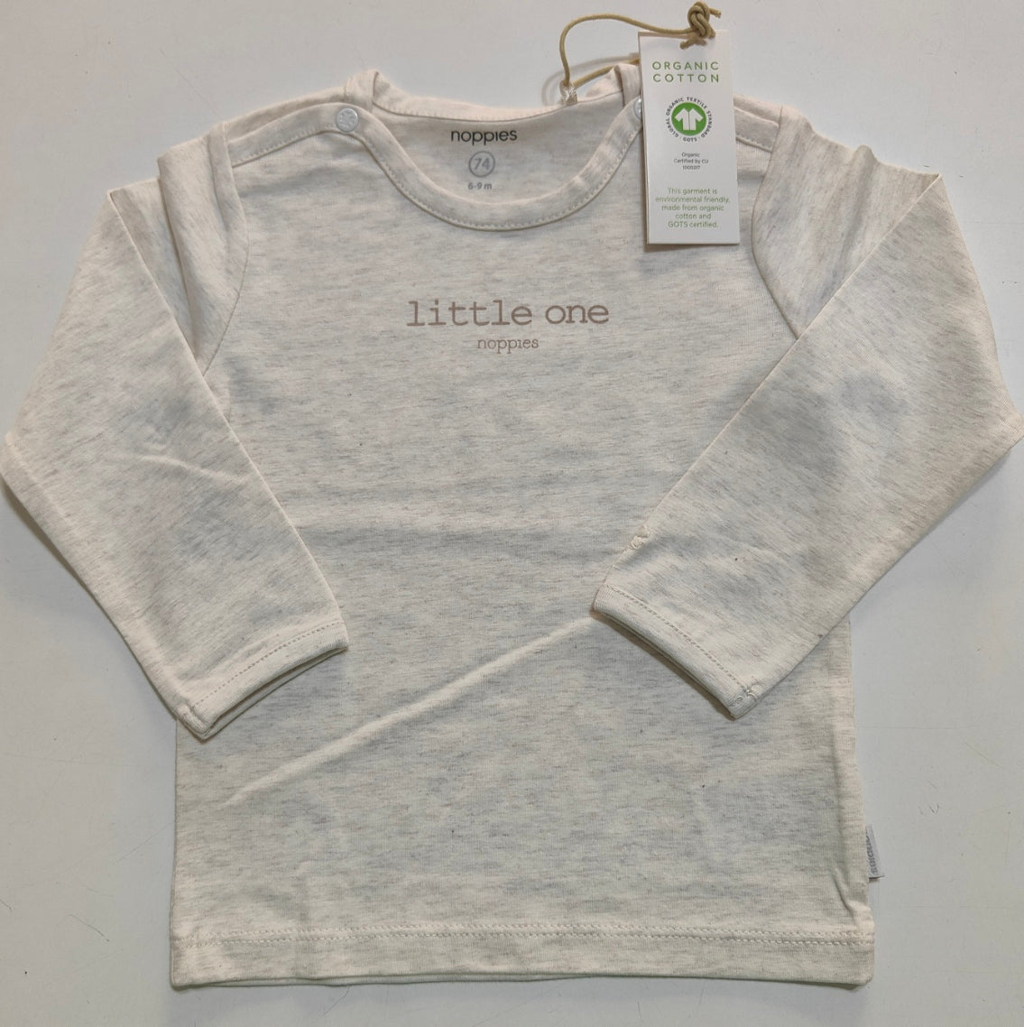 T-SHIRT NEONATO MANICHE LUNGHE IN COTONE ORGANICO COLORE AVANA