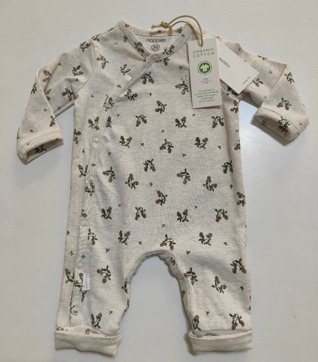 Tutina neonato in cotone organico colore neutro con fantasia