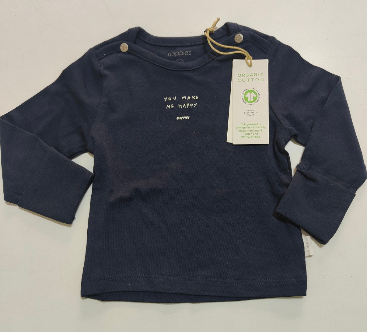 T-SHIRT NEONATO MANICHE LUNGHE IN COTONE ORGANICO COLORE BLU