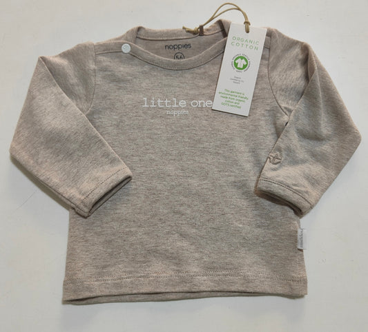 T-shirt neonato manica lunga in cotone organico color tortora