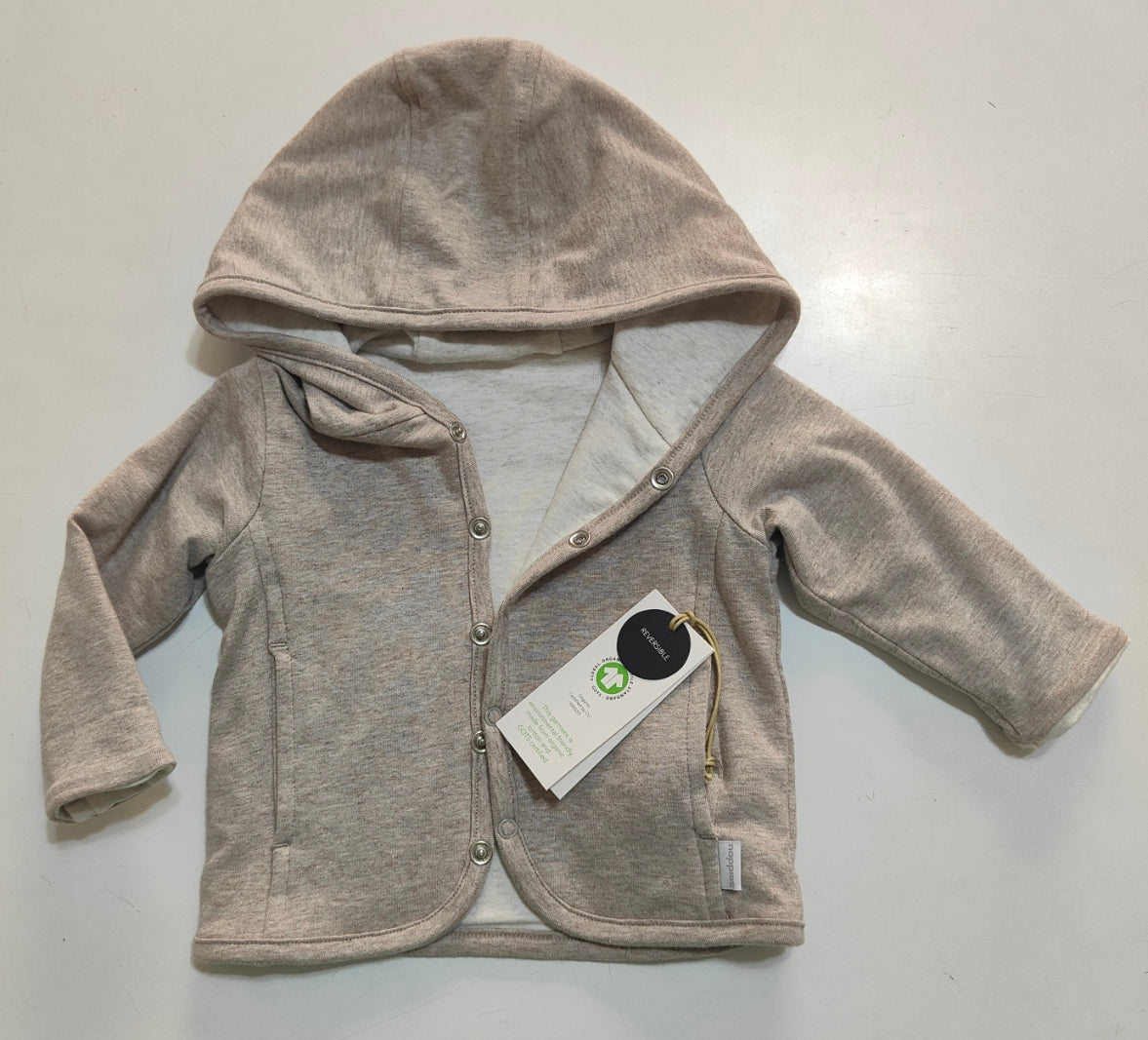 Jacket neonato in cotone organico bicolore reversibile