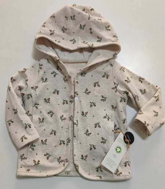 Jacket neonato in cotone organico avana bicolore reversibile