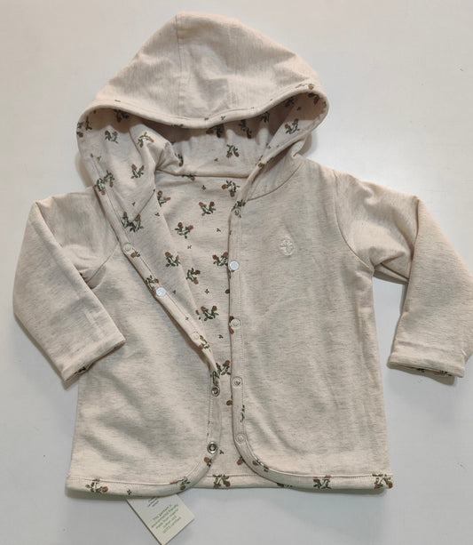Jacket neonato in cotone organico avana bicolore reversibile