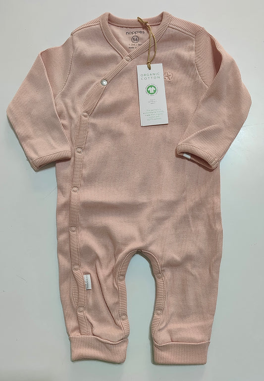 Tutina in cotone organico a costine colore rosa smoke